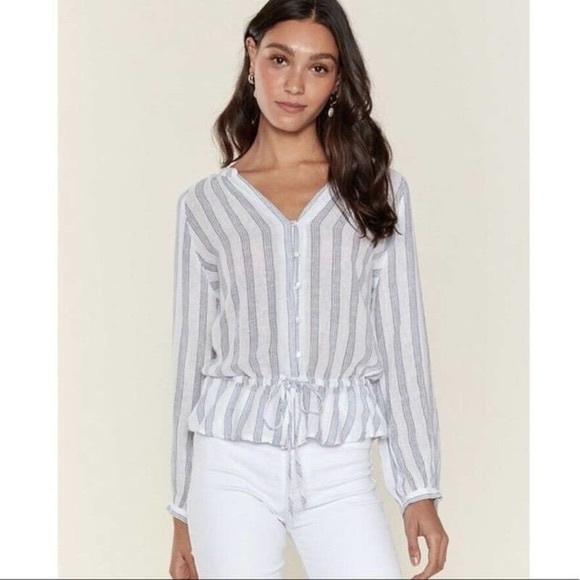 NWT Rails Marti Cayman Striped long sleeve top with waist tie - Picture 3 of 6